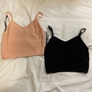 Forever 21 Ribbed Camisoles - Black and Peach